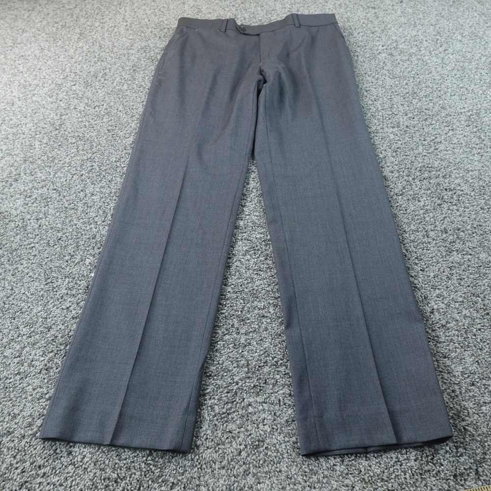 Tommy Hilfiger Pants Mens 32X30 Gray‎ Wool Blend Chino Dress Trouser Flat Front